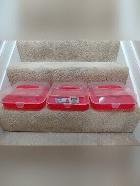 Surefresh Red Bakery Carrying Case with Clear Lid — Set of 3